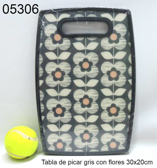 Imagen de TABLA DE PICAR GRIS CON FLORES 30X20CM 8.25